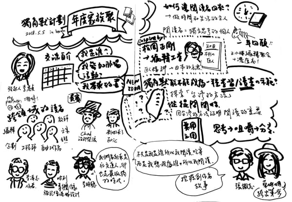 做個獨立自由思考的閱讀人：獨角獸週年家族聚塗鴉筆記